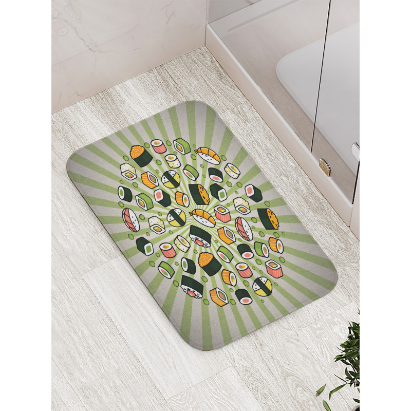 Manga Style Japanese Food Bath Mat