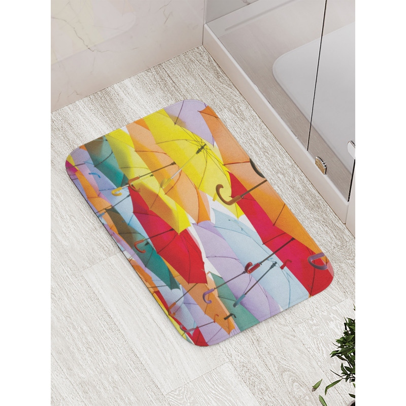 Hanged Vivid Umbrellas Bath Mat