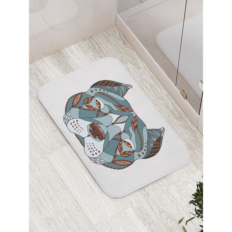 Zentangle Art Terrier Head Bath Mat