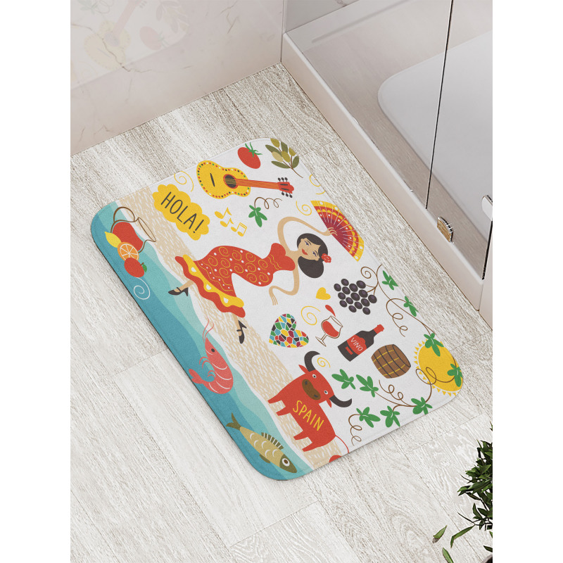 Bull Guitar and Dancer Bath Mat