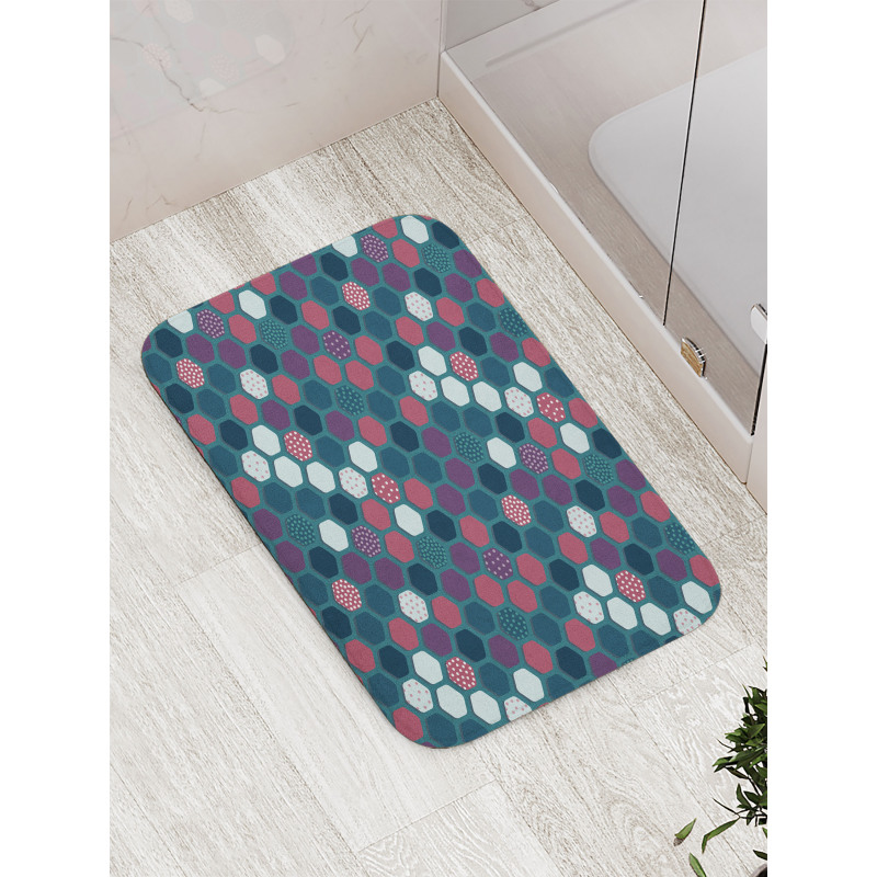 Vibrant Hexagon Shapes Bath Mat