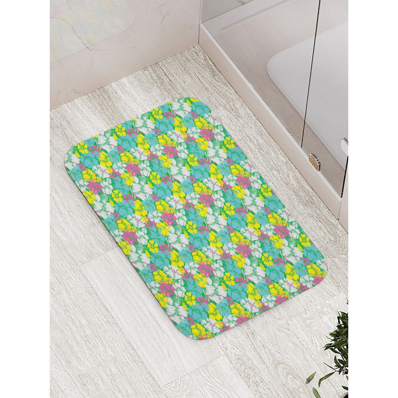 Grunge Summer Flowers Bath Mat