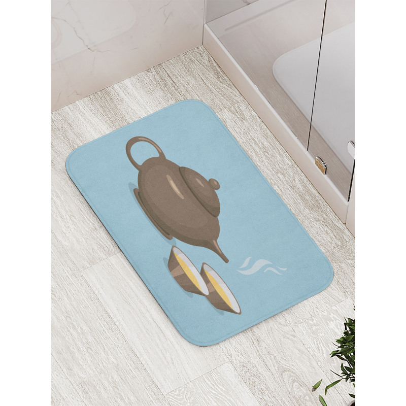 Tea Cups Beverage Drink Theme Bath Mat