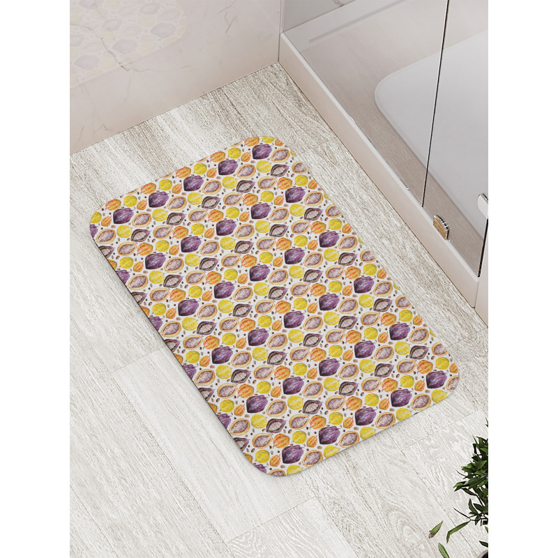 Watercolor Style Tropic Food Bath Mat