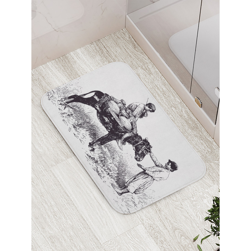 Water Carrier Vintage Sketch Bath Mat