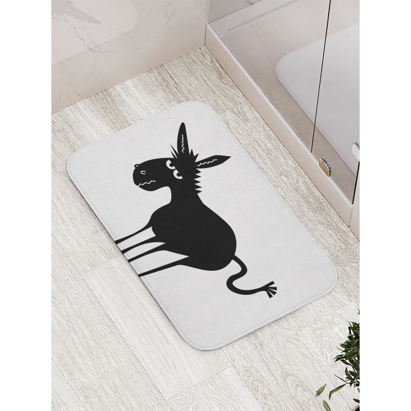 Black Fun Mascot Silhouette Bath Mat