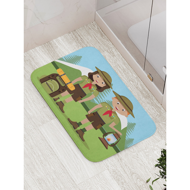 Woman and Men in Forest Bath Mat