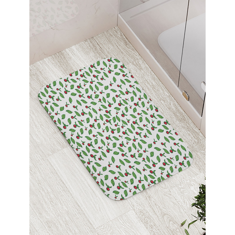 Leaves with Berry Fruits Bath Mat