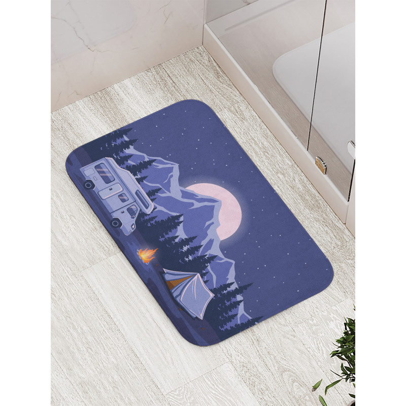 Family Adventure Camping Forest Bath Mat