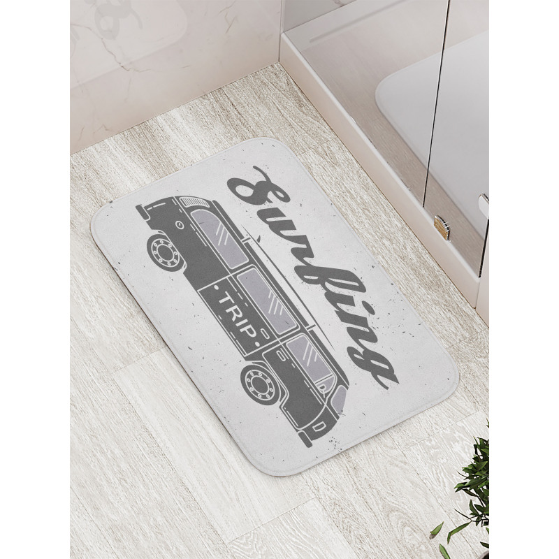 Vintage Van and Surfing Words Bath Mat