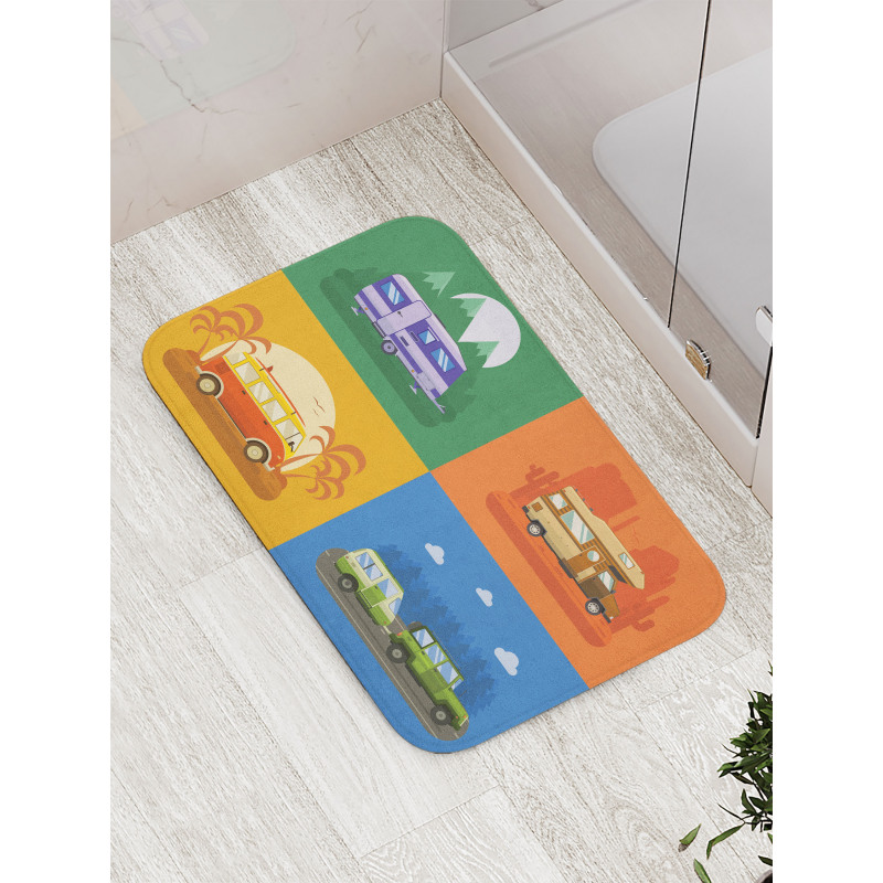 Touristic Camp Areas Colorful Bath Mat