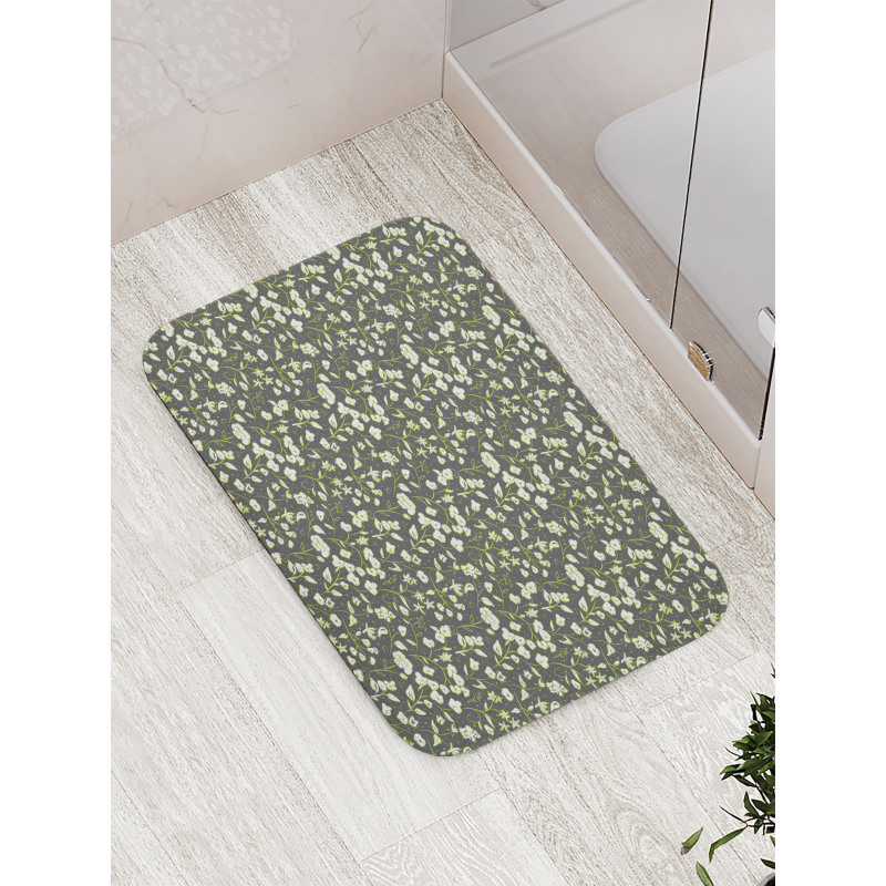 Flowers and Swirled Leaves Bath Mat