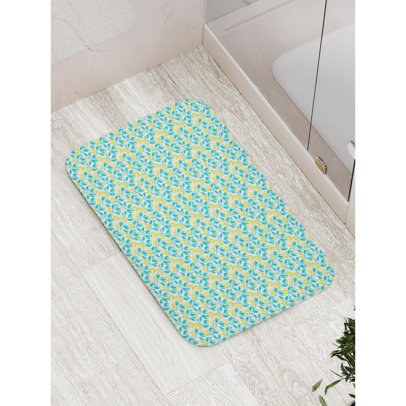 Abstract Herb Leafy Stems Bath Mat