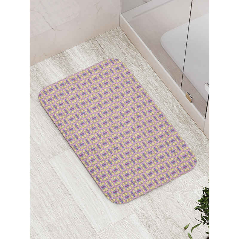 Retro Colorful Funky Tiles Bath Mat