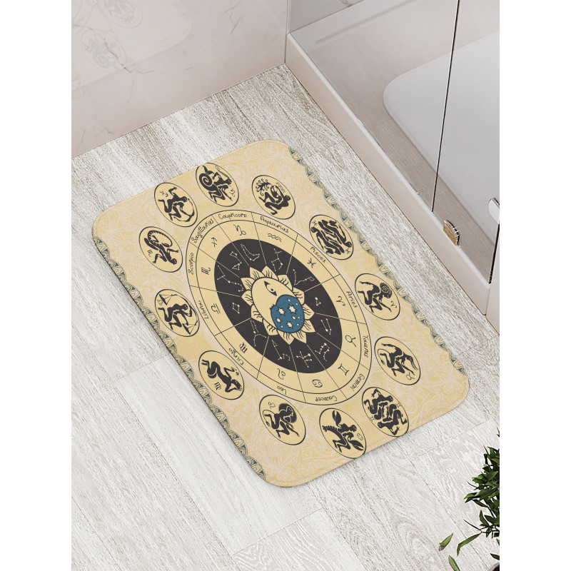 Mystic Horoscope Wheel Art Bath Mat