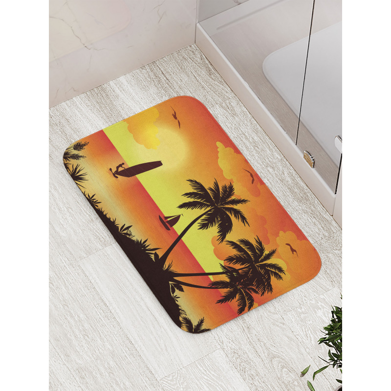 Coconut Palms and Surfer Bath Mat