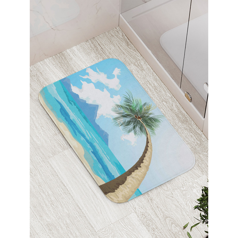 Palm Tree on the Beach Bath Mat