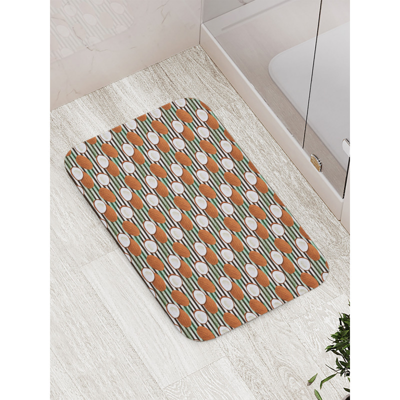 Tropical Fruit on Stripes Bath Mat