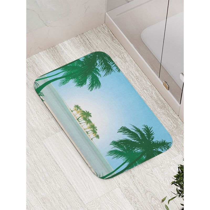 Exotic Palm Tree Beach Bath Mat