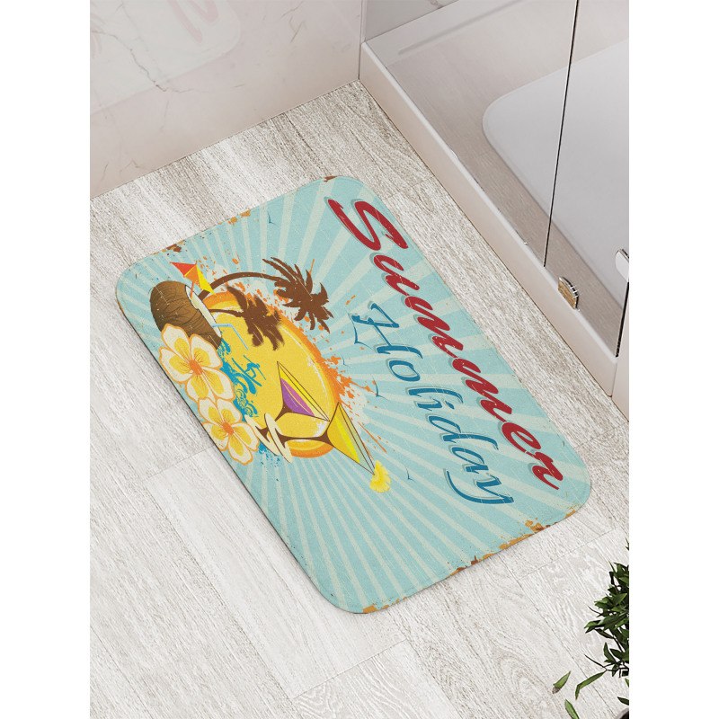 Summer Holiday Calligraphy Bath Mat