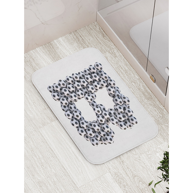 Monochrome Footballs Bath Mat