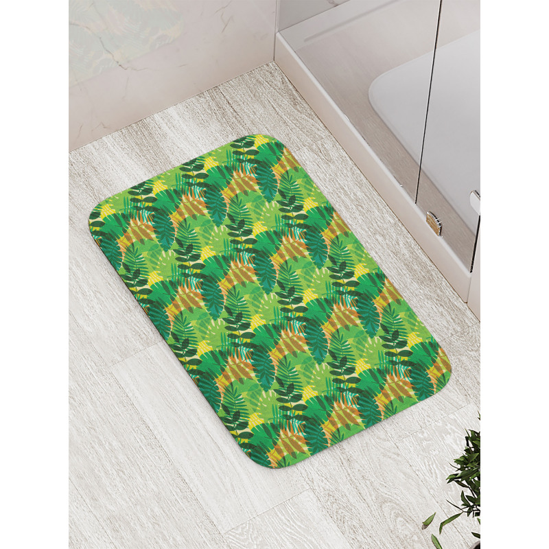 Exotic Palm Leaves Foliage Bath Mat