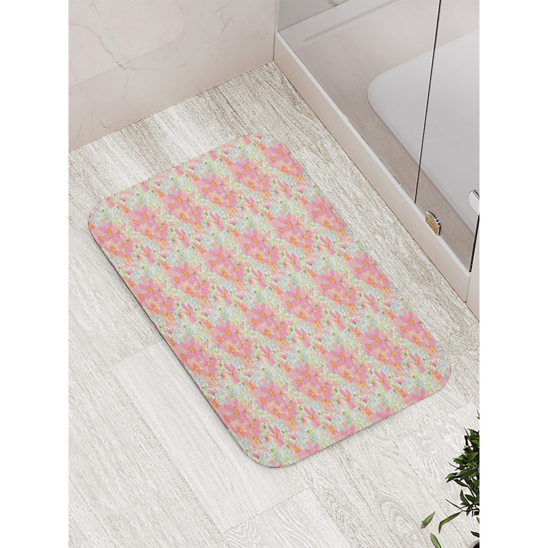 Pastel Flowers and Herbs Bath Mat