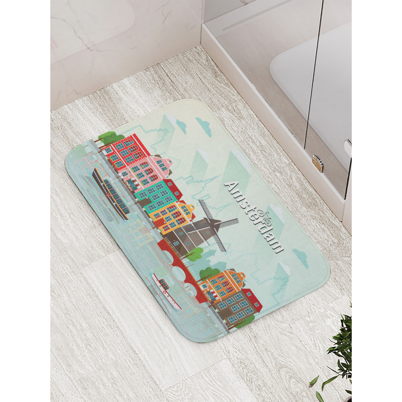 Colorful Houses Waterside Bath Mat