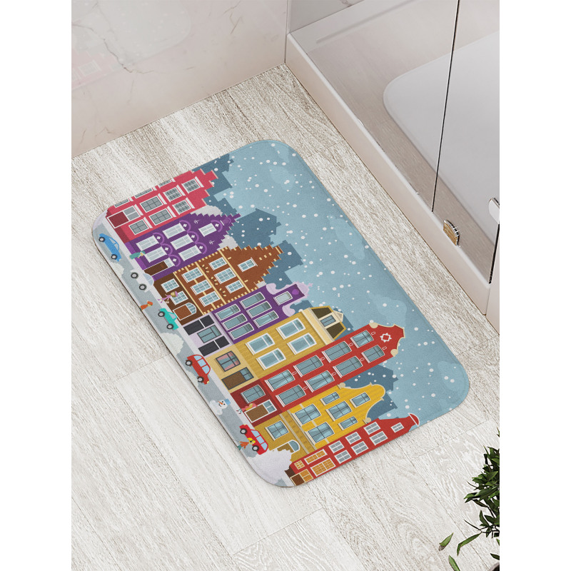 Dutch Town in the Winter Bath Mat