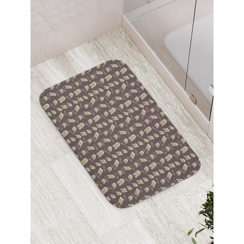Retro Houses and Bicycles Bath Mat