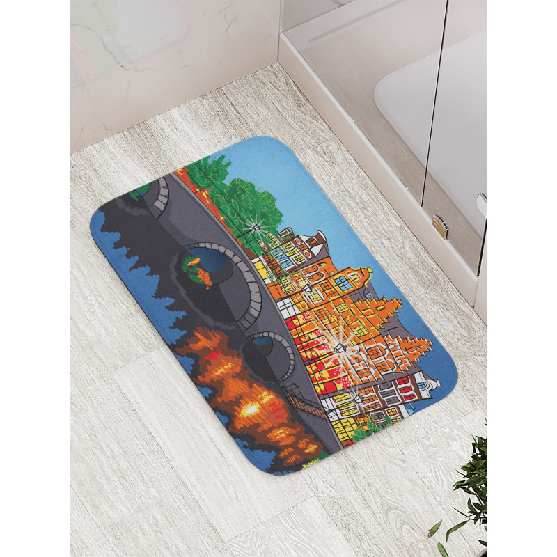 Night City Canal Bridge Bath Mat