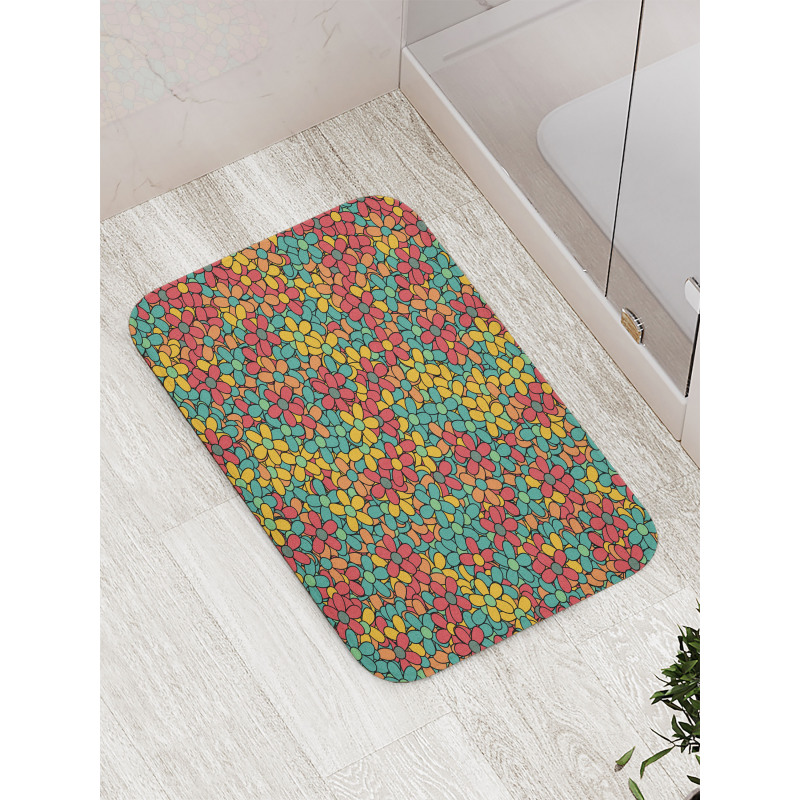 Retro Colored Doodle Bath Mat