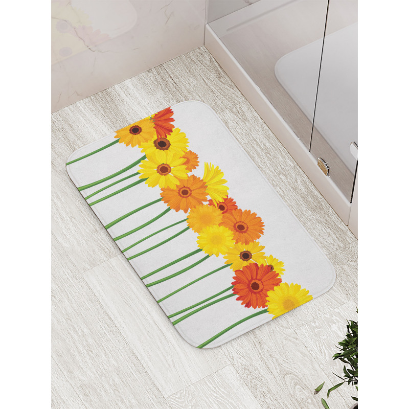 Flowers on Green Stems Bath Mat