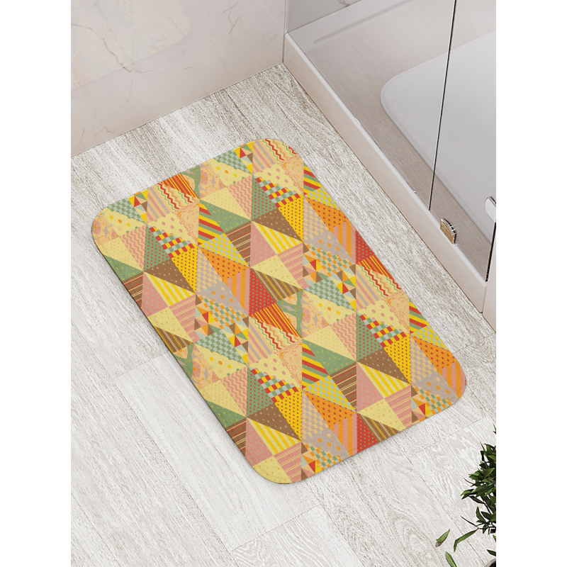 Colorful Triangle Patches Bath Mat