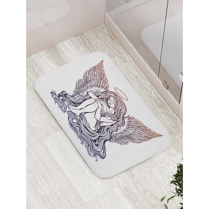 Long Hair Girl and Halo Bath Mat