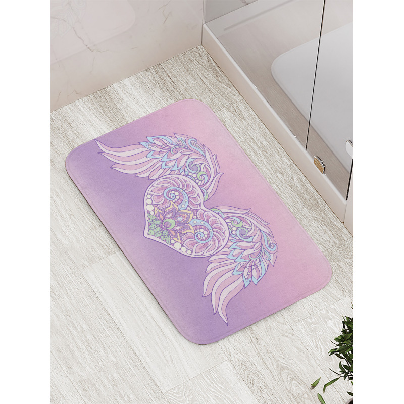 Floral Ornate Heart Bath Mat