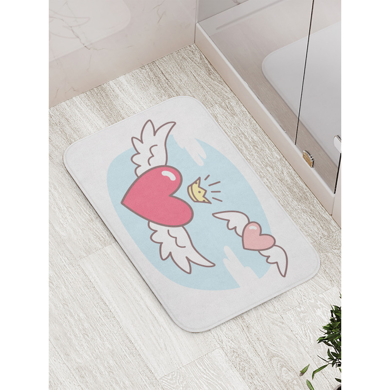 Flying Hearts and Crown Bath Mat