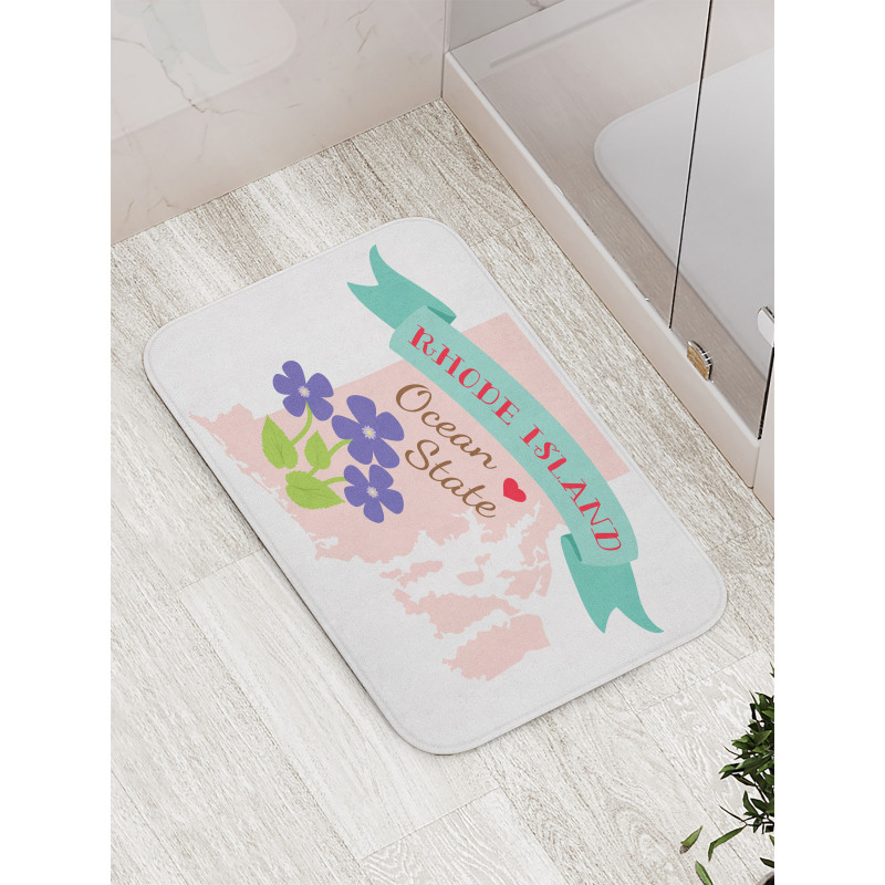 Retro Design State Map Bath Mat