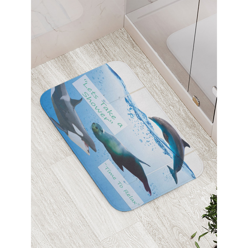 Whale Dolphin and Seal Sea Bath Mat