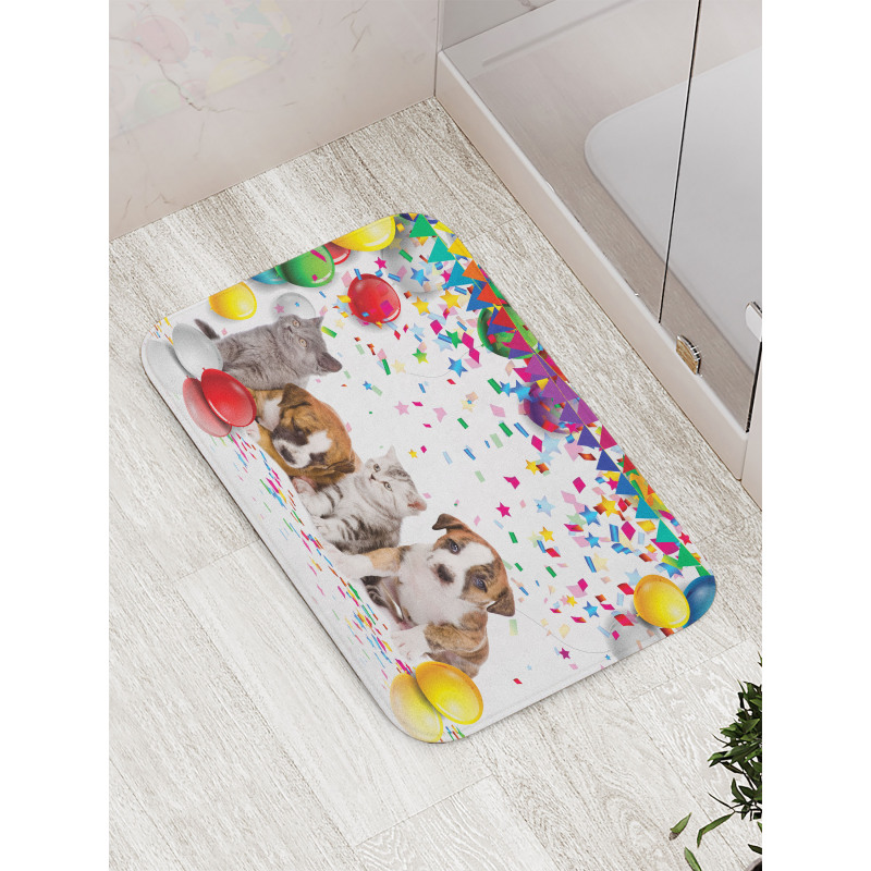 Cat and Dog Party Bath Mat