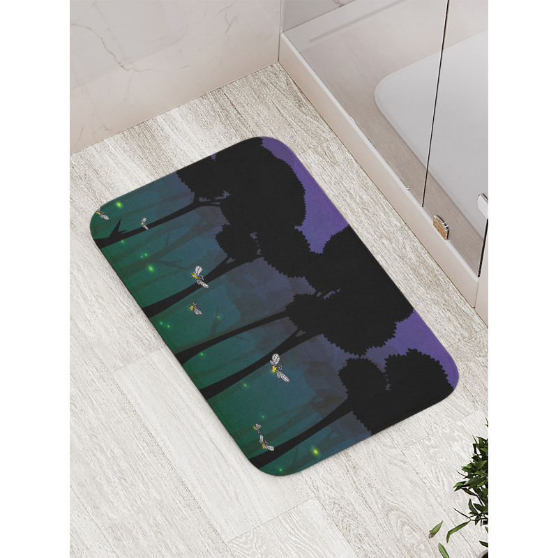 Woodland Night Cartoon Kids Bath Mat