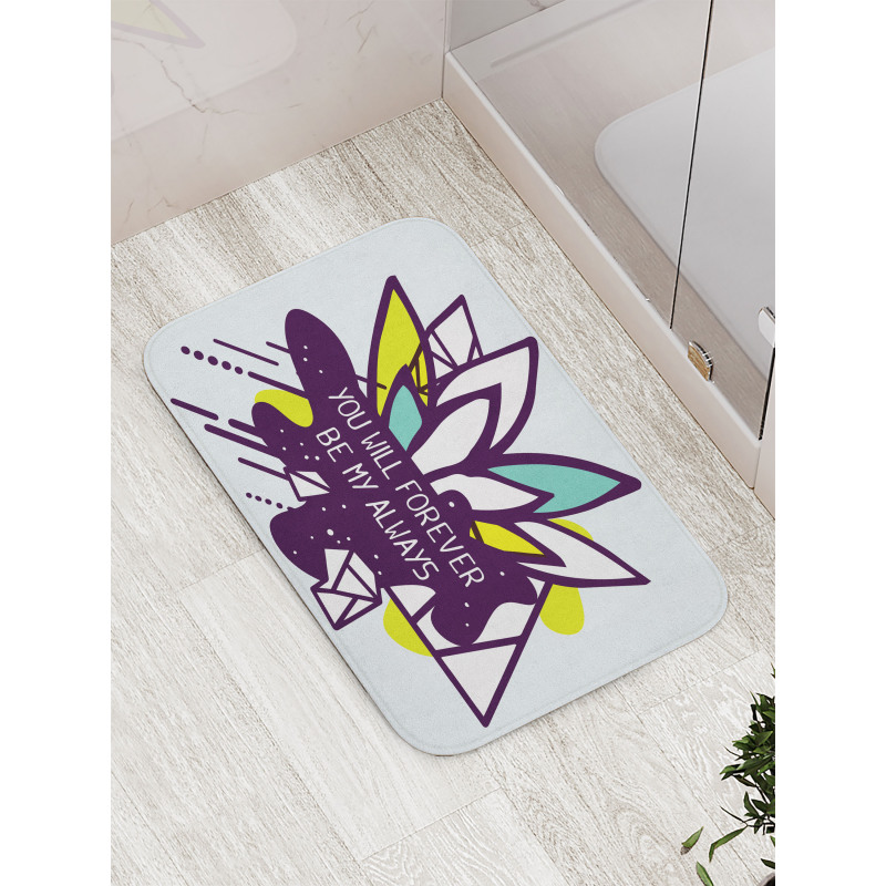 Flower and Love Message Art Bath Mat