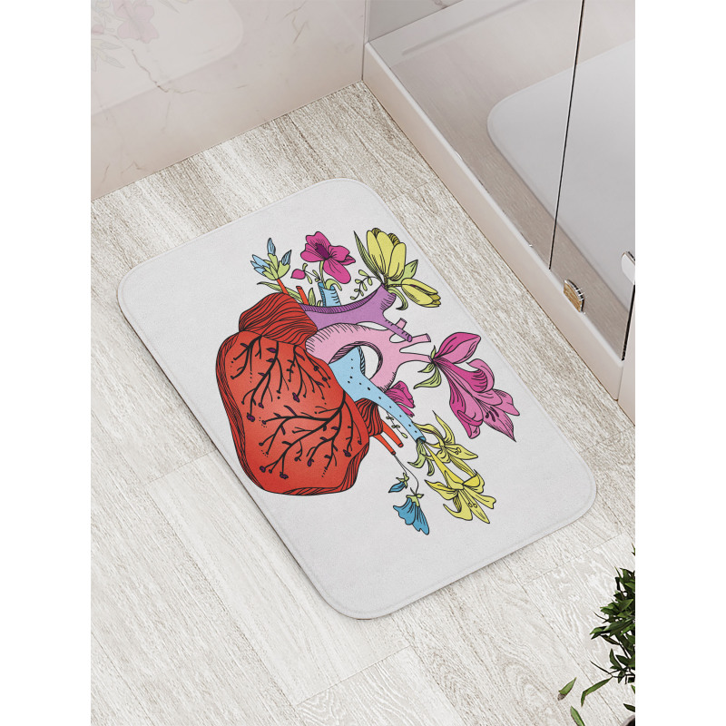 Vivid Flora Human Heart Bath Mat