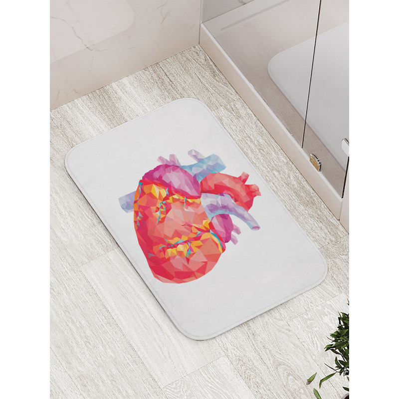 Polygon Art Human Heart Bath Mat