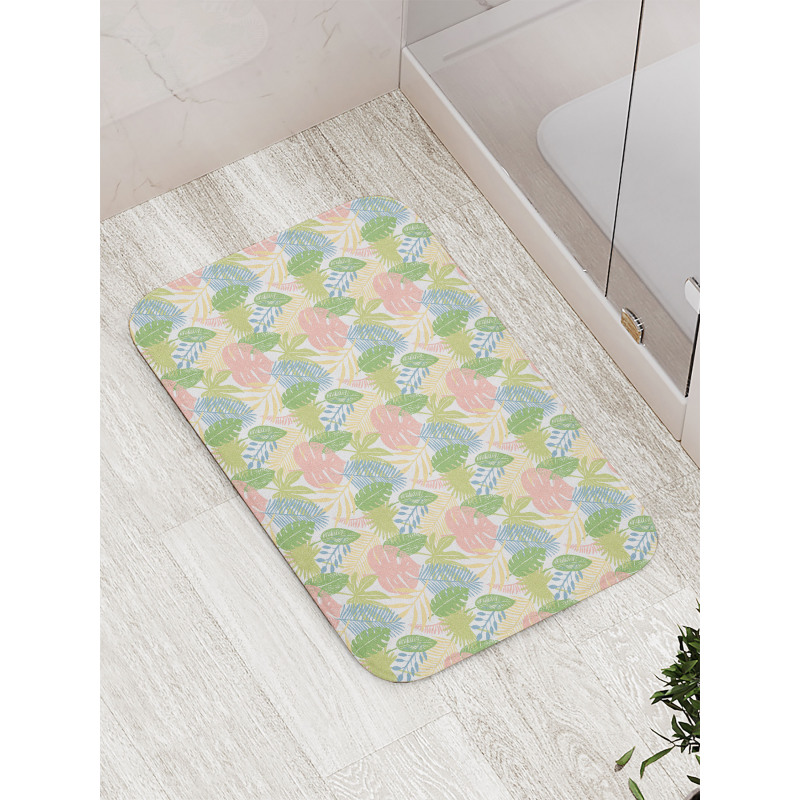 Exotic Pastel Leaves Art Bath Mat