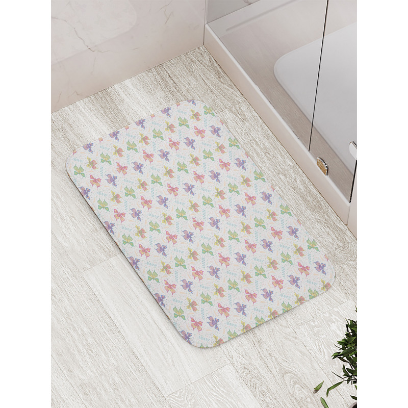 Pastel Colorful Butterflies Bath Mat