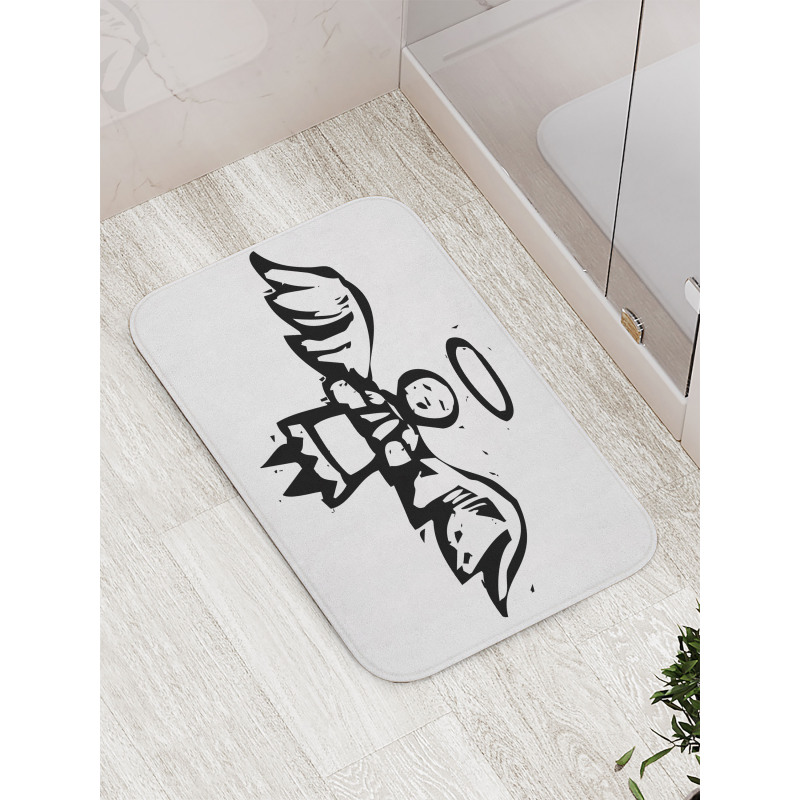 Sketch Style Christmas Angel Bath Mat