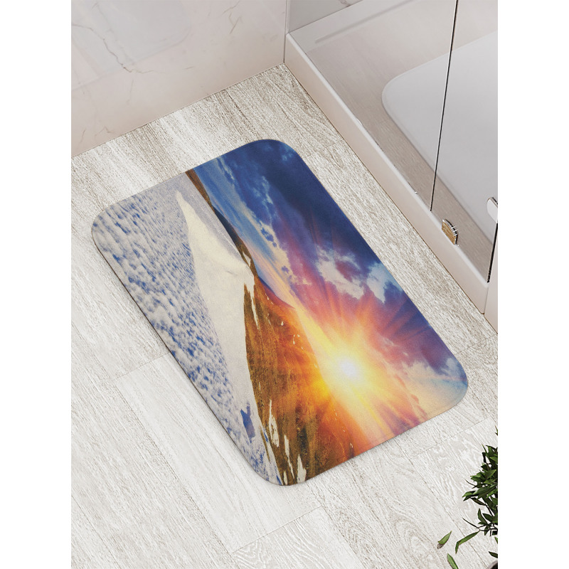 Snowy Sunny Mountains Bath Mat