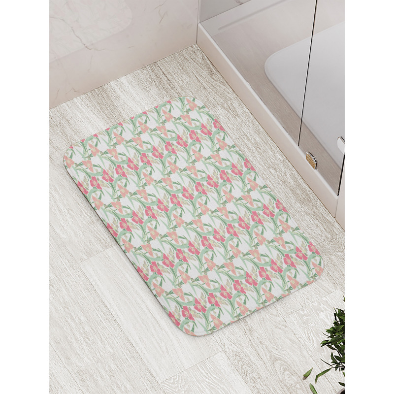 Hand Drawn Ornamental Blossom Bath Mat