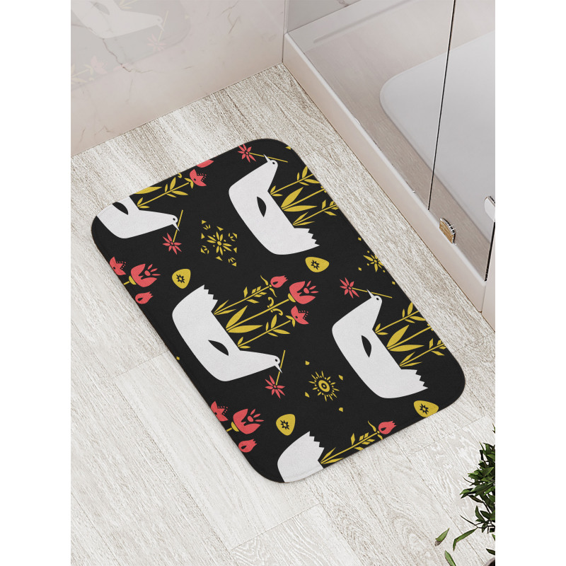 Chickens Eggs and Flowers Bath Mat